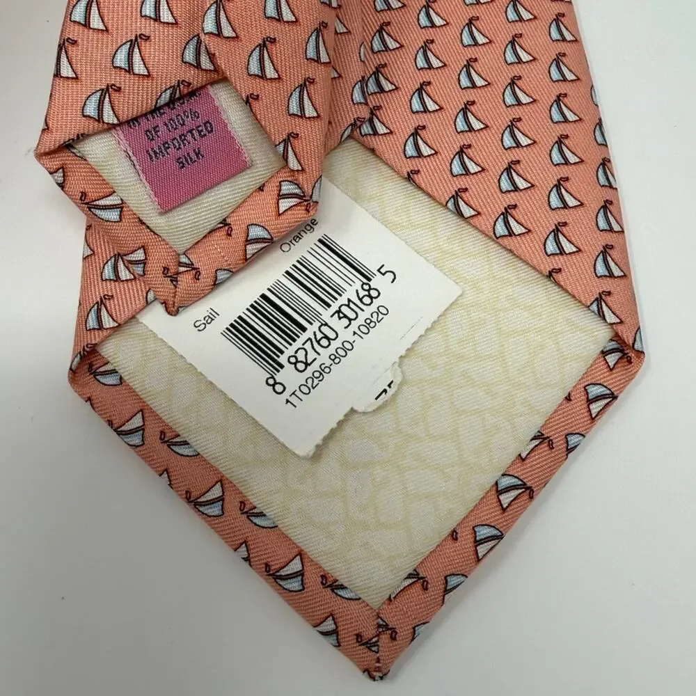 Vineyard Vines Men's 100% Silk Tie - Sailboat Orange - New with tags